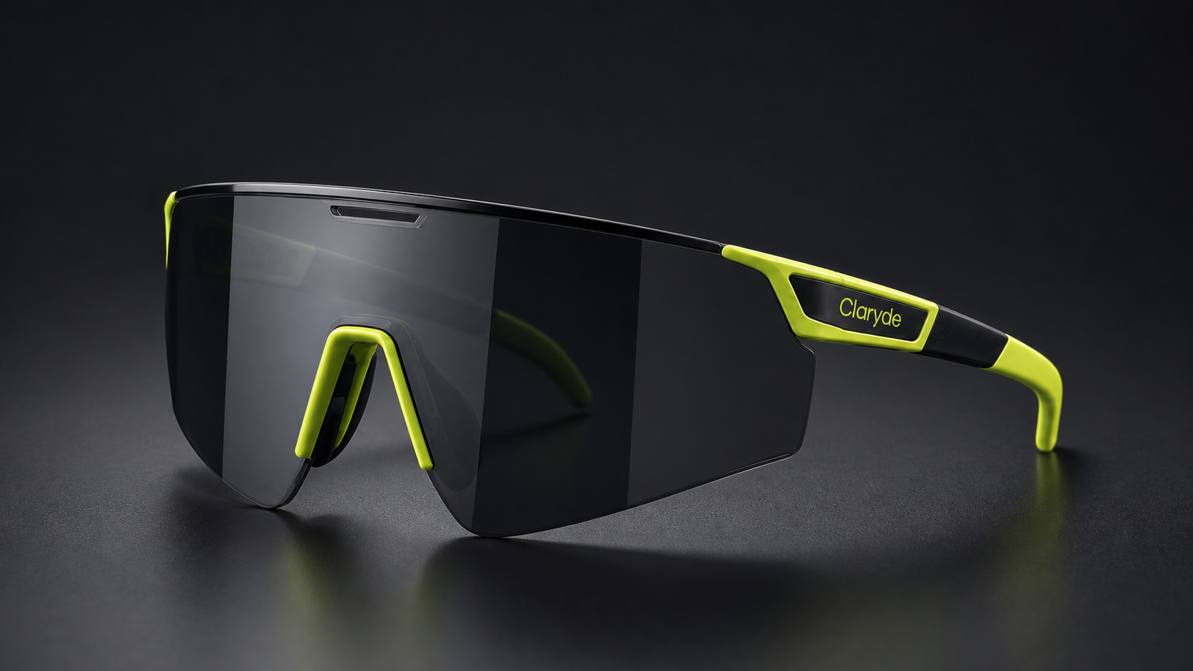 Final Claryde shield cycling glasses with a visible removable transparent RX insert behind the outer lens